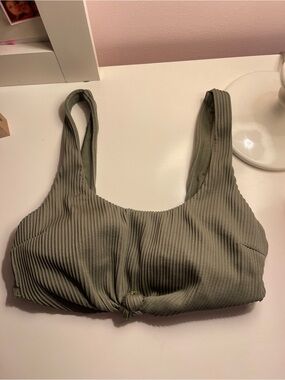 Hollister Olive Green Ribbed Bikini Top
